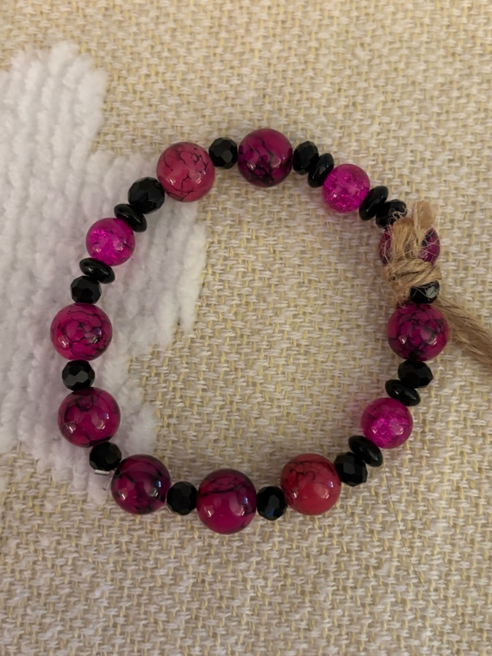 Women’s Magenta Beaded Stretch Bracelet